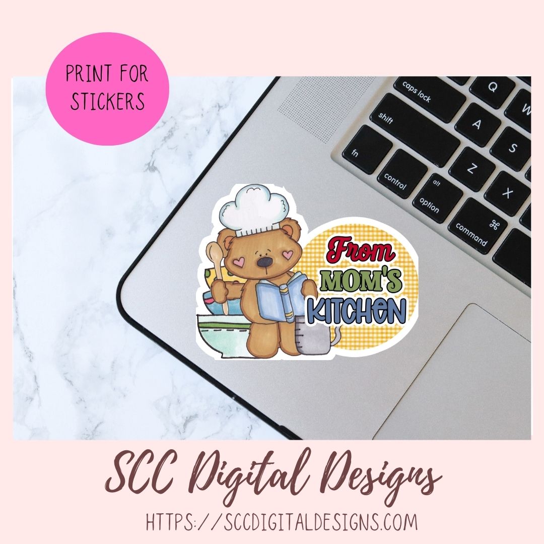 Baked with Love PNG, Whimsical Bear Printable Stickers for Kids for Tumblers, Digital Stickers Goodnotes Compatible Scrapbooking Elements