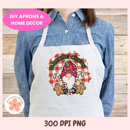Christmas Baking Gnome PNG, Holiday Baking Crew Clipart, Sublimation Design for Cutting Boards, DIY Aprons & Kitchen Christmas Decor