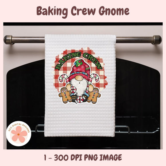 Christmas Baking Gnome PNG, Holiday Baking Crew Clipart, Sublimation Design for Cutting Boards, DIY Aprons & Kitchen Christmas Decor