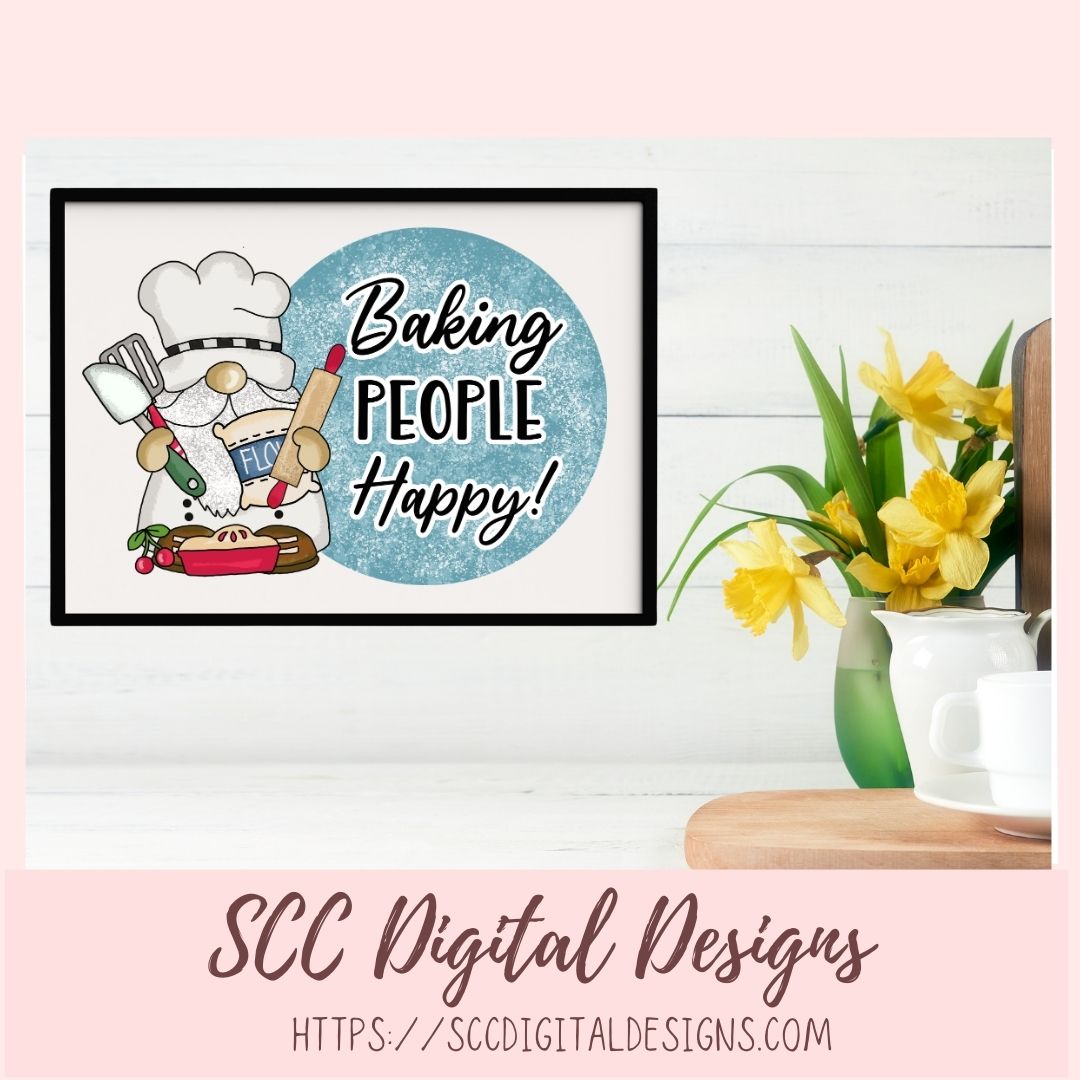 Gnome Clipart for Sublimation Designs for Aprons, Baking Clip Art for Stickers for Commercial Use, Baker Art PNG for Shirts for Mother's Day
