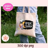 Basic Witch PNG, Cute Halloween Witch Clipart, Whimsical Fall Sublimation Design for Shirts, Mugs, Stickers & DIY Crafts