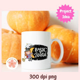 Basic Witch PNG, Cute Halloween Witch Clipart, Whimsical Fall Sublimation Design for Shirts, Mugs, Stickers & DIY Crafts