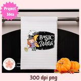 Basic Witch PNG, Cute Halloween Witch Clipart, Whimsical Fall Sublimation Design for Shirts, Mugs, Stickers & DIY Crafts
