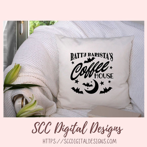 Batty Barista's Coffee House SVG File 1 design in svg eps dxf jpg png formats