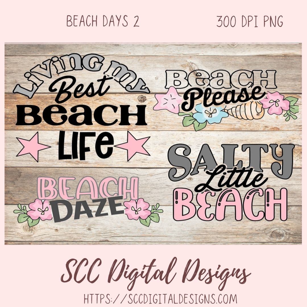 Beach Daze Sublimation Clipart, Salty Little Beach PNG, Beach House Sign Decor for Ocean Lover, DIY Family Vacation T-Shirts, Retro Clip Art