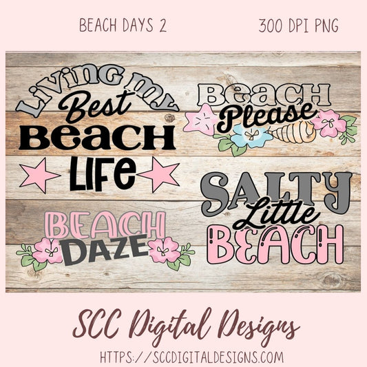 Beach Daze Sublimation Clipart, Salty Little Beach PNG, Beach House Sign Decor for Ocean Lover, DIY Family Vacation T-Shirts, Retro Clip Art