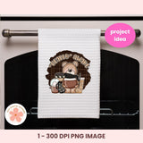 Bearly Awake Coffee Bear Clipart – Whimsical PNG for Sublimation, Digital Stickers, Scrapbooking & Paper Crafts