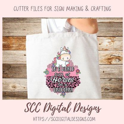 Whimsical Unicorn Clipart, In a World Full of Horses, Mythical Creature PNG, Create Cute Magical Kids Party Printables & T-Shirts for Girls