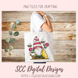 Whimsical Gnome PNG for Stickers and Tumblers Bumble Bees & Roses Clipart for T-Shirts for Women, Spring Clip Art Design for Tees for Girls