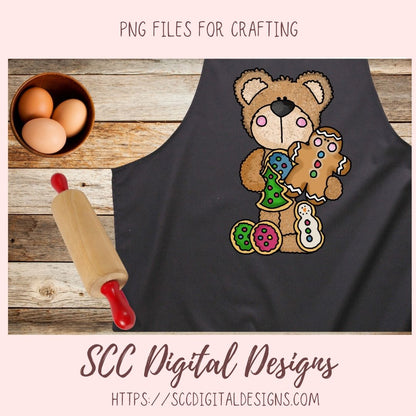 Beary Merry Christmas PNG, Holiday Tree, Gingerbread Cookie, Cocoa Mug & Snowman Clip Art for Paper Crafts, Whimsical Wildlife for Wall Art