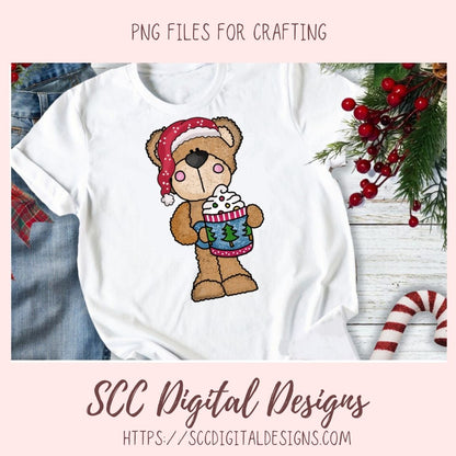 Beary Merry Christmas PNG, Holiday Tree, Gingerbread Cookie, Cocoa Mug & Snowman Clip Art for Paper Crafts, Whimsical Wildlife for Wall Art