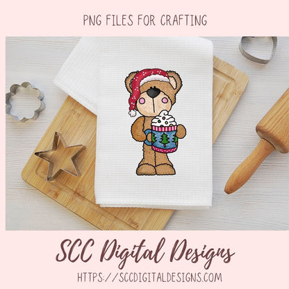Beary Merry Christmas PNG, Holiday Tree, Gingerbread Cookie, Cocoa Mug & Snowman Clip Art for Paper Crafts, Whimsical Wildlife for Wall Art