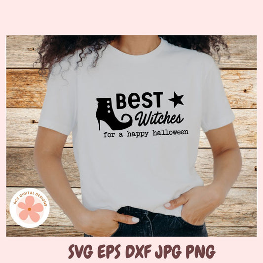 Spooky Halloween Tag SVG, Best Witches & Happy Halloween SVG Cut File for Cricut and Silhouette, Retro Halloween Home Decor Sign PNG