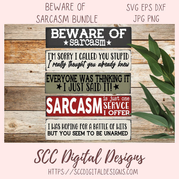 Sarcasm SVG Bundle 5 designs in svg eps dxf jpg png formats