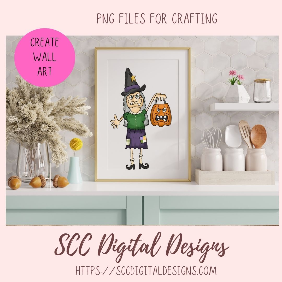 Witch PNG, Spooky Halloween Pumpkin Clipart, Creepy Halloween Witches' Hat for Sublimation, Clip Art Elements for Paper Crafting Scrapbook