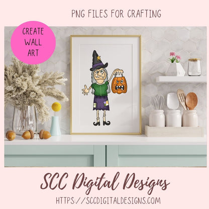 Witch PNG, Spooky Halloween Pumpkin Clipart, Creepy Halloween Witches' Hat for Sublimation, Clip Art Elements for Paper Crafting Scrapbook
