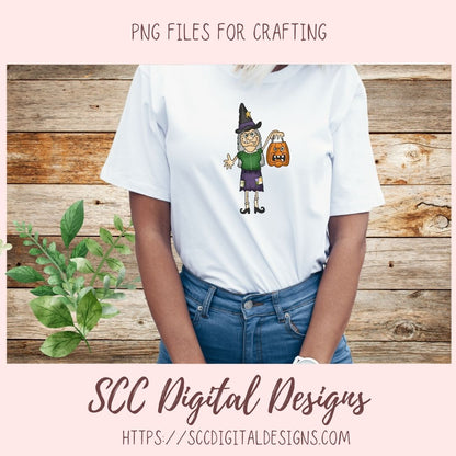 Witch PNG, Spooky Halloween Pumpkin Clipart, Creepy Halloween Witches' Hat for Sublimation, Clip Art Elements for Paper Crafting Scrapbook