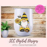 Honey Bee Gnome Clipart for Sublimation Designs Sunflowers Bumble Bees and Blue Bird