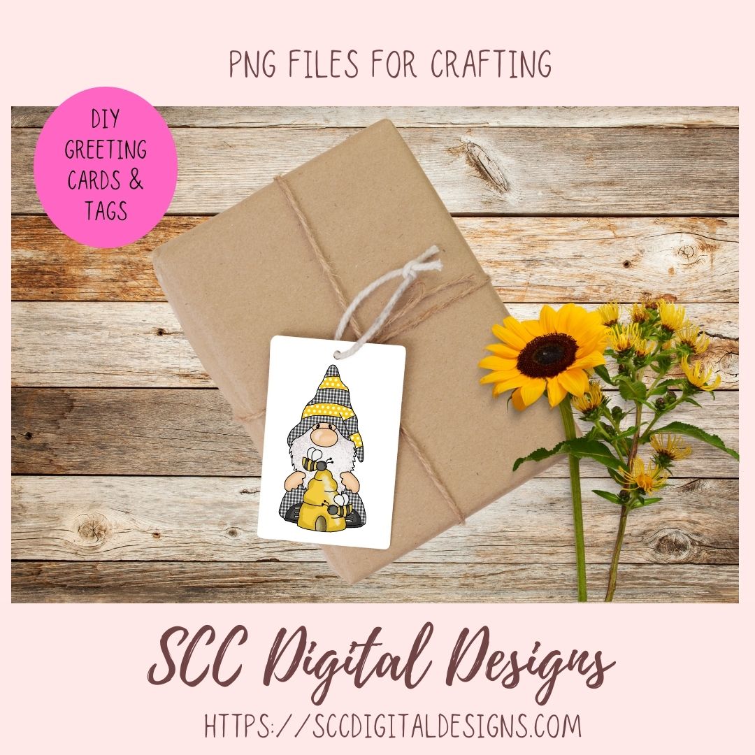 Honey Bee Gnome Clipart for Sublimation Designs Sunflowers Bumble Bees and Blue Bird