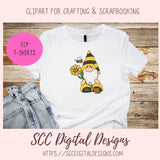 Honey Bee Gnome Clipart for Sublimation Designs Sunflowers Bumble Bees and Blue Bird