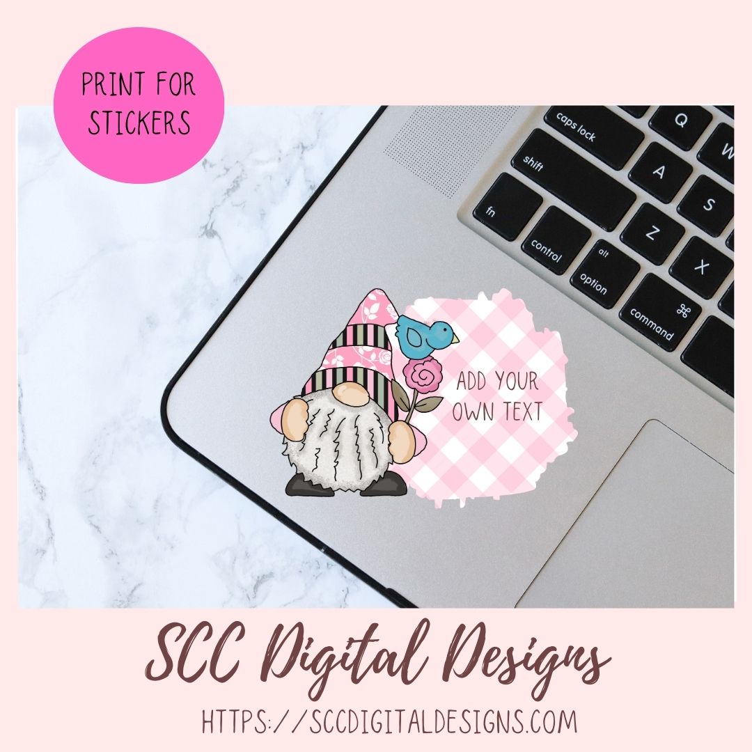 Spring Gnome Clipart bluebirds pink flowers blue birds