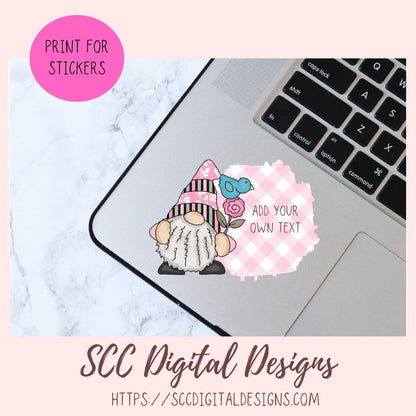 Spring Gnome Clipart bluebirds pink flowers blue birds