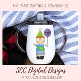 Birthday Kids PNG, Digial Stamps for Coloring Pages, Colorful Balloons for Sublimation T-Shirts, DIY Party Invitations and Greeting Cards