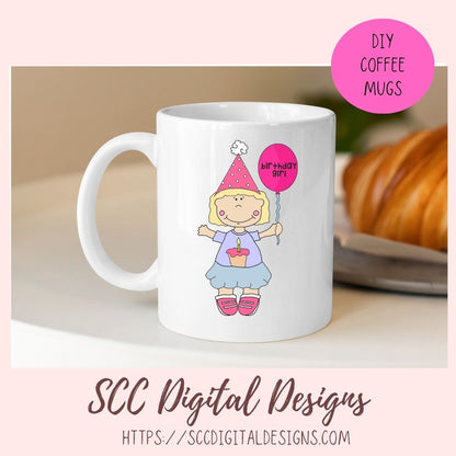 Birthday Kids PNG, Digial Stamps for Coloring Pages, Colorful Balloons for Sublimation T-Shirts, DIY Party Invitations and Greeting Cards