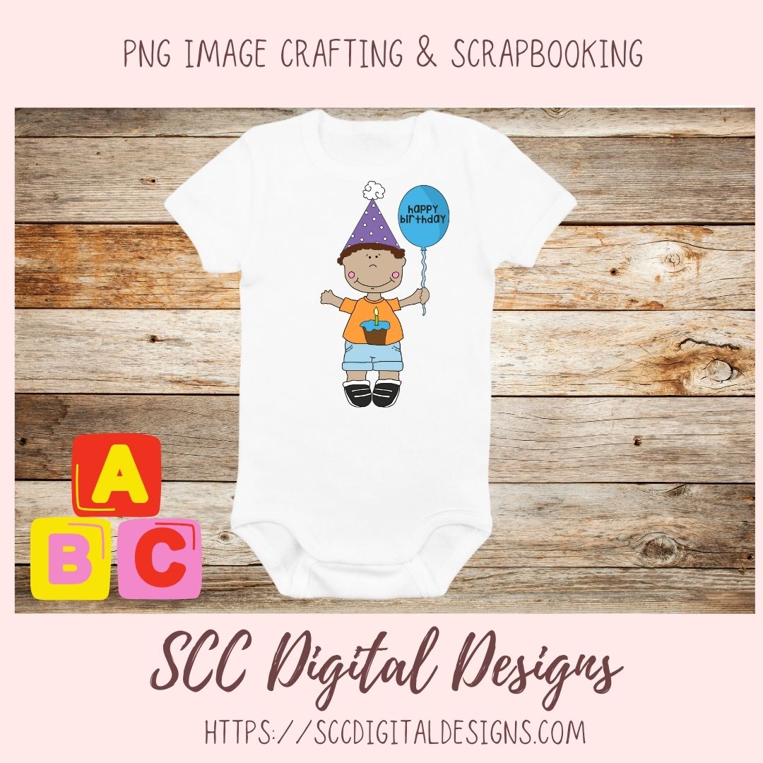 Birthday Kids PNG, Digial Stamps for Coloring Pages, Colorful Balloons for Sublimation T-Shirts, DIY Party Invitations and Greeting Cards