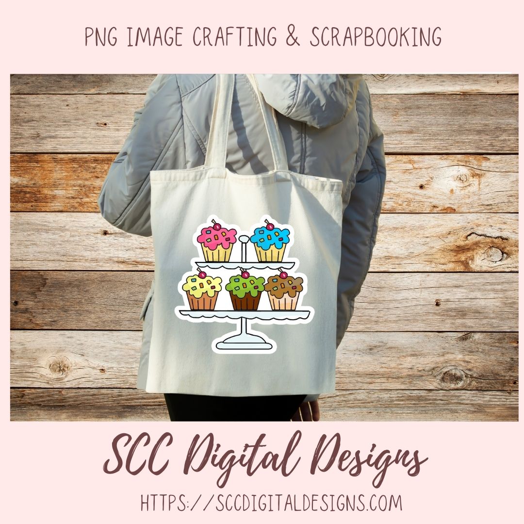 Birthday Cupcakes PNG, Whimsical Bear Printable Stickers for Kids for Tumblers, Digital Stickers Goodnotes Compatible Scrapbooking Elements