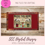 Bless This Home With Love & Laughter PNG, Prim Clipart for Home Decor for Mom, Salt Block Houses Primitive Clip Art for Wall Art for Girlfriend