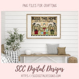 Bless This Home With Love & Laughter PNG, Prim Clipart for Home Decor for Mom, Salt Block Houses Primitive Clip Art for Wall Art for Girlfriend