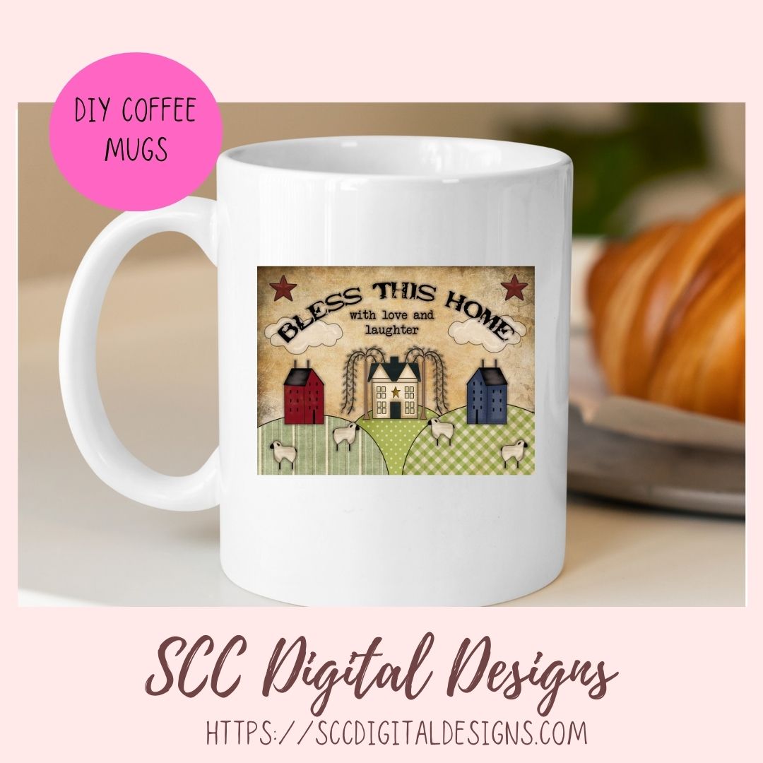 Bless This Home PNG with Love and Laughter Clipart Primitive Sheep Salt Box Houses Design