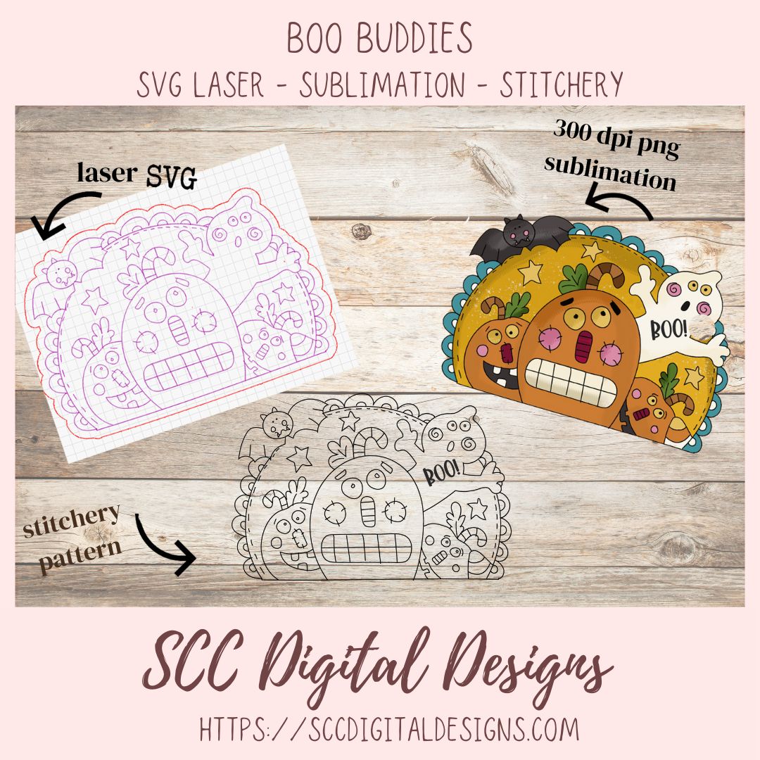Halloween Boo Buddies Digital laser SVG 1 digital laser svg 1 pdf stitchery pattern 1 sublimation png