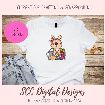 Cute Bunny Clipart, Gardening PNG, Seed Packets, Veggies Clip Art for Sublimation for Stickers, T-Shirts for Kids, Digital Scrapbook Elements