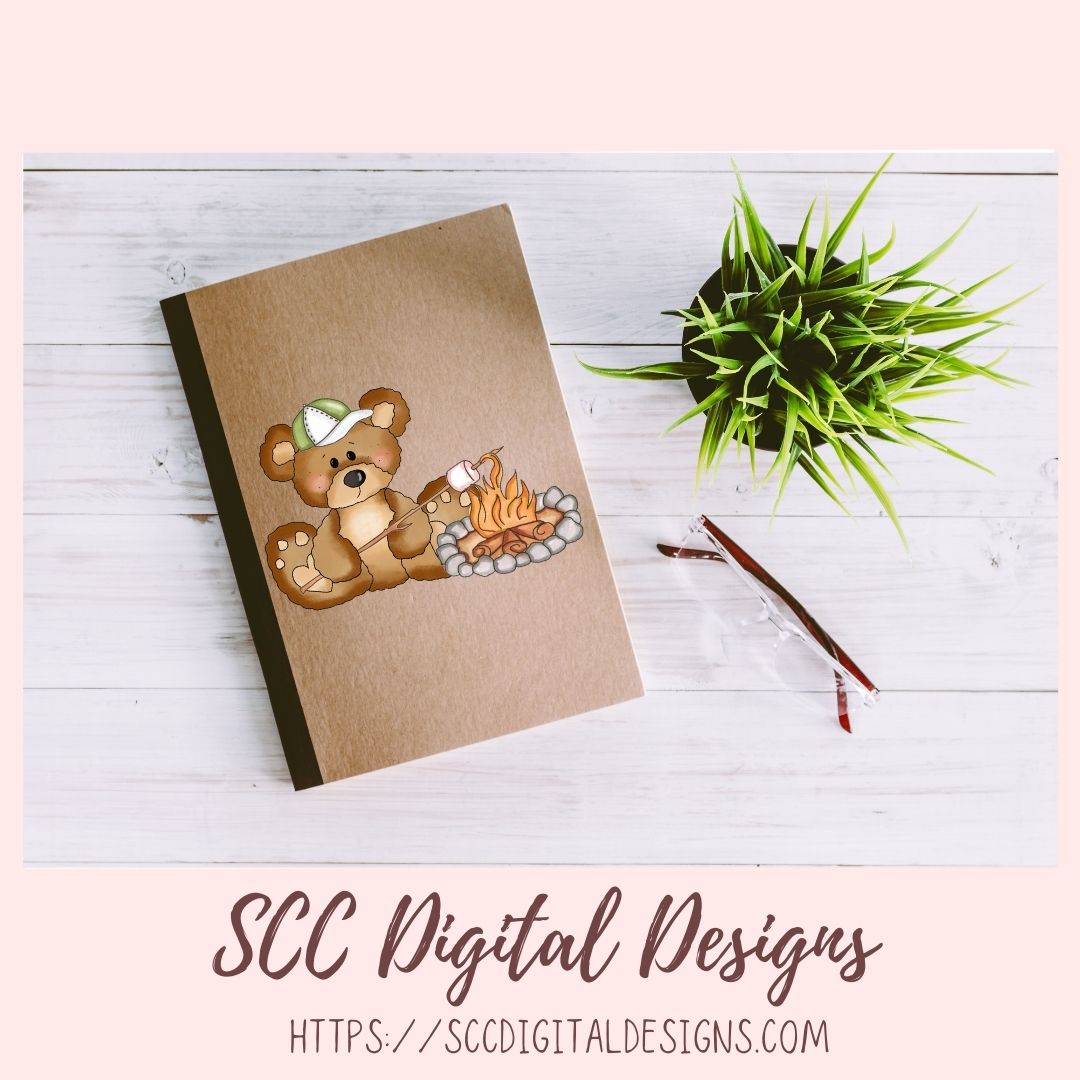 Cute Bears Clipart, Great Outdoors Camping & Fishing Whimsical Bear PNG for Sublimation and Stickers, DIY T-Shirts and Mugs for Kids