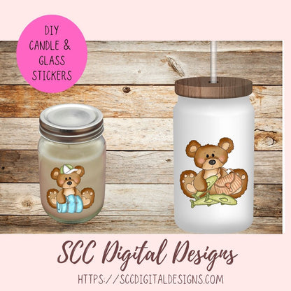 Cute Bears Clipart, Great Outdoors Camping & Fishing Whimsical Bear PNG for Sublimation and Stickers, DIY T-Shirts and Mugs for Kids