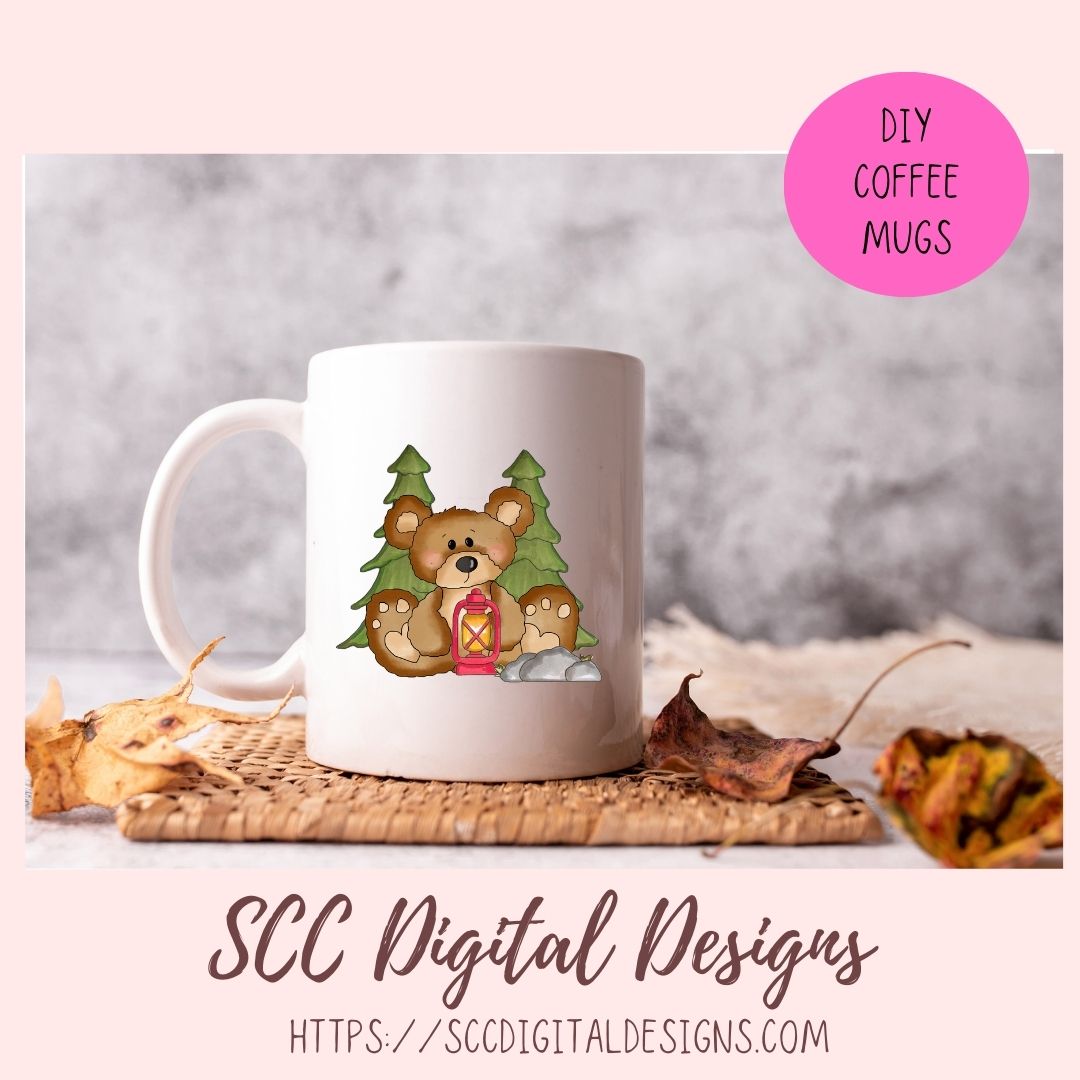 Cute Bears Clipart, Great Outdoors Camping & Fishing Whimsical Bear PNG for Sublimation and Stickers, DIY T-Shirts and Mugs for Kids