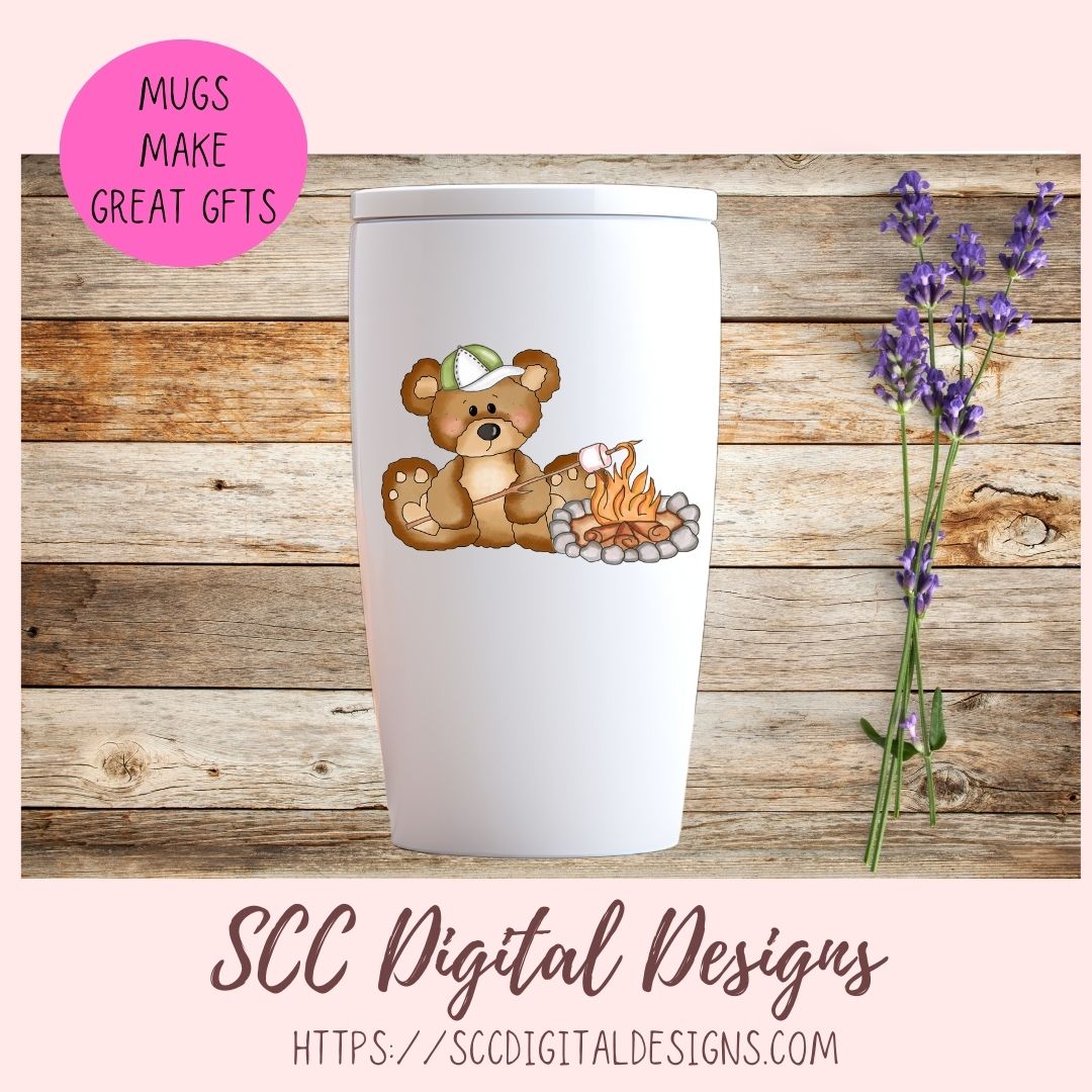 Cute Bears Clipart, Great Outdoors Camping & Fishing Whimsical Bear PNG for Sublimation and Stickers, DIY T-Shirts and Mugs for Kids