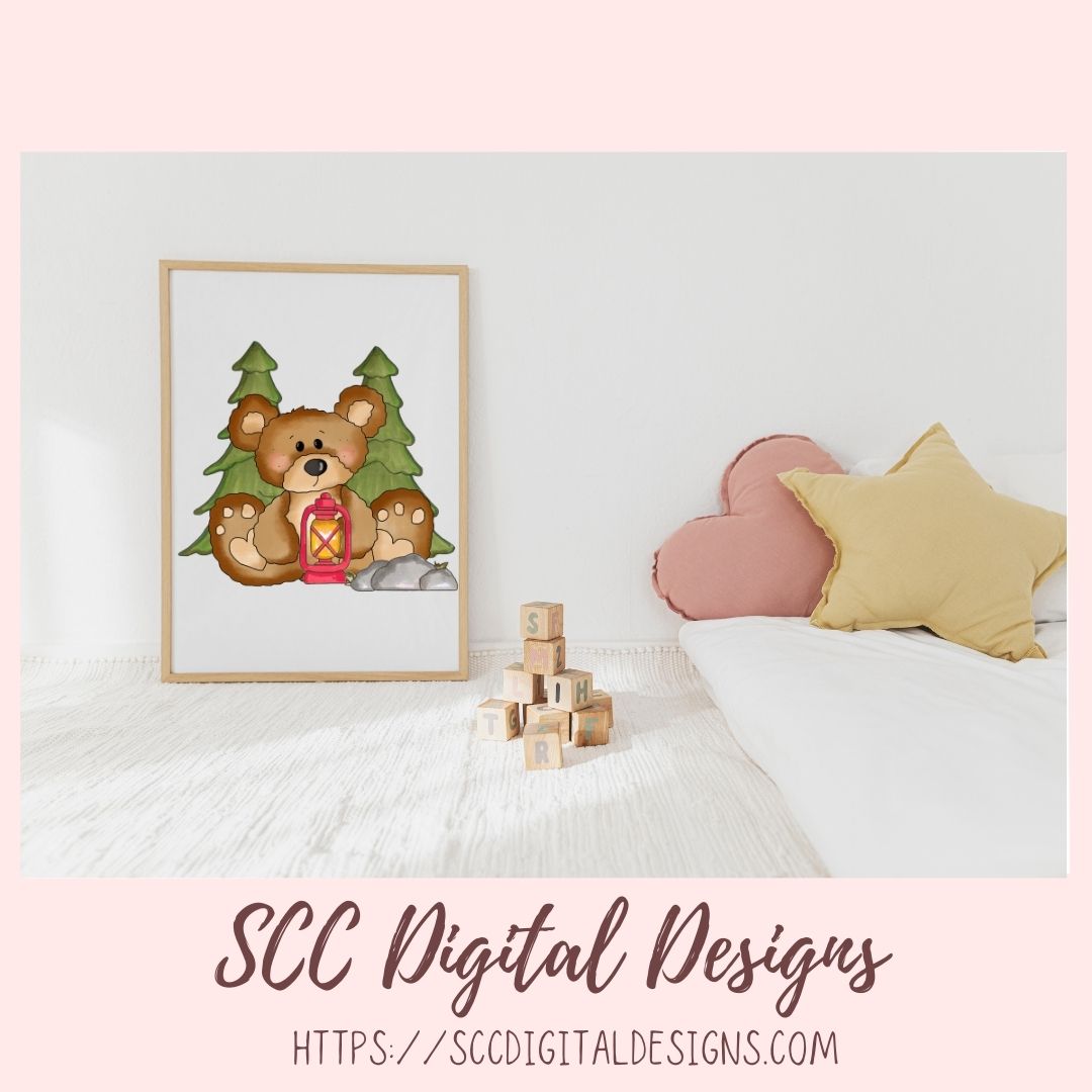 Cute Bears Clipart, Great Outdoors Camping & Fishing Whimsical Bear PNG for Sublimation and Stickers, DIY T-Shirts and Mugs for Kids
