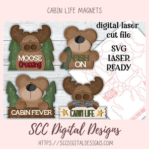 &nbsp;Cabin Life Digital Laser SVG Magnet Set 4 designs in digital laser svg format