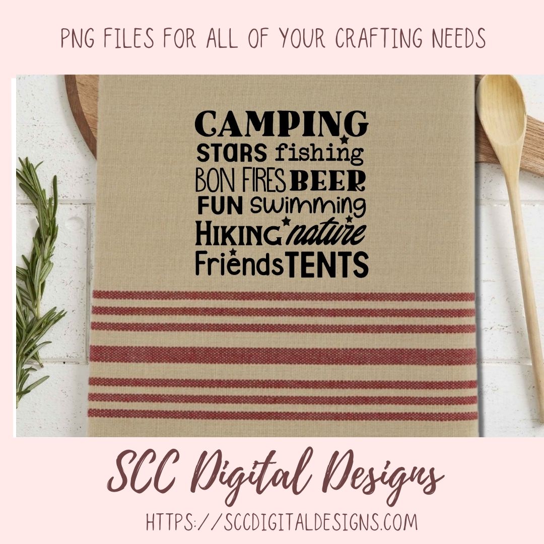 Camping Quote SVG, Stars, Fishing, Bon Fires, Beer, Hiking, Nature, Friends Glamper Decor for Mom, Cabin Wall Art for Girlfriend, RV Life