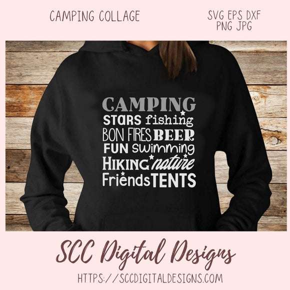 Camping Quote SVG, Stars, Fishing, Bon Fires, Beer, Hiking, Nature, Friends Glamper Decor for Mom, Cabin Wall Art for Girlfriend, RV Life
