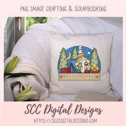 Camping Gnome Clipart for Wind Spinners Glamping Decor, Outdoor PNG Clip Art for Tumblers Designs for Shirts for Scrapbook Elements