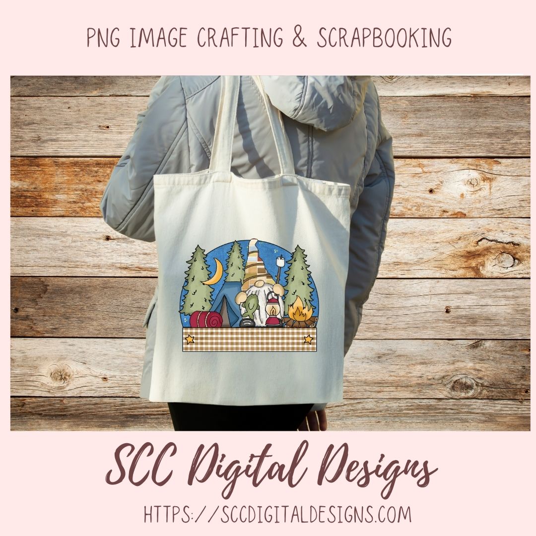 Camping Gnome Clipart for Wind Spinners Glamping Decor, Outdoor PNG Clip Art for Tumblers Designs for Shirts for Scrapbook Elements