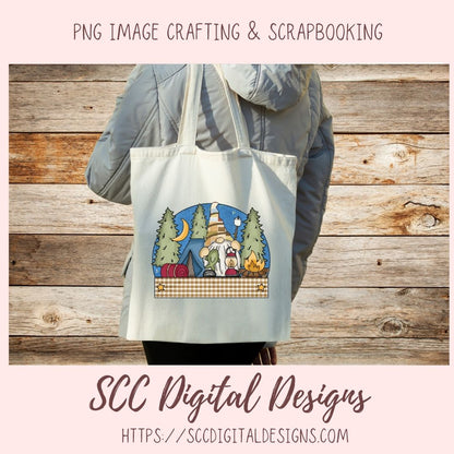 Camping Gnome Clipart for Wind Spinners Glamping Decor, Outdoor PNG Clip Art for Tumblers Designs for Shirts for Scrapbook Elements