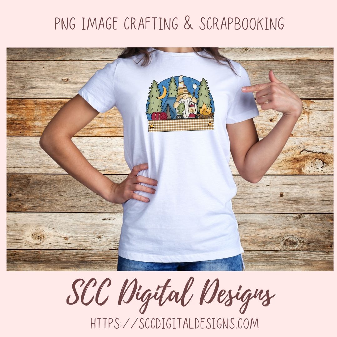 Camping Gnome Clipart for Wind Spinners Glamping Decor, Outdoor PNG Clip Art for Tumblers Designs for Shirts for Scrapbook Elements