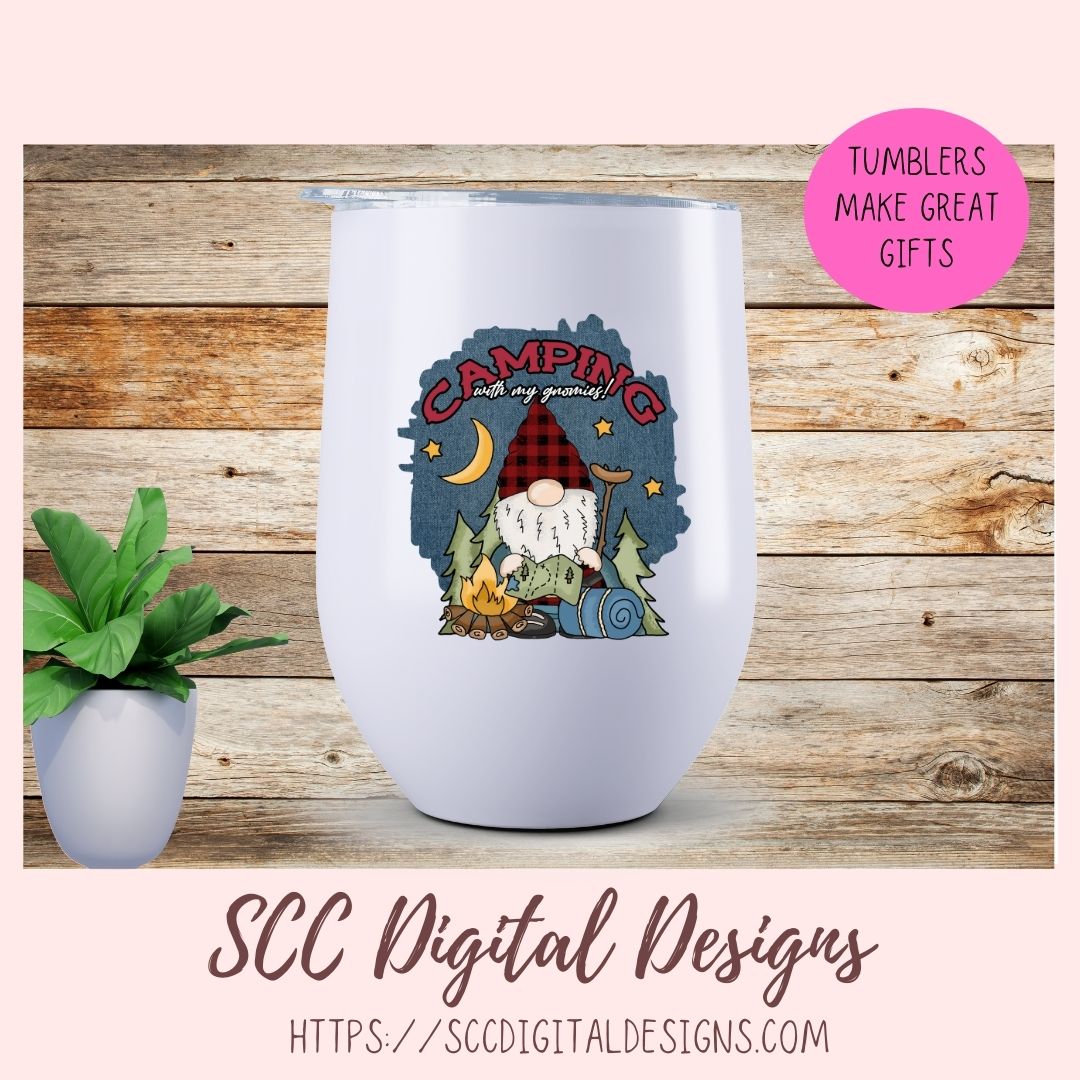 Camping Gnome Sublimation Clipart Campfire Moon & Stars PNG Digital Design