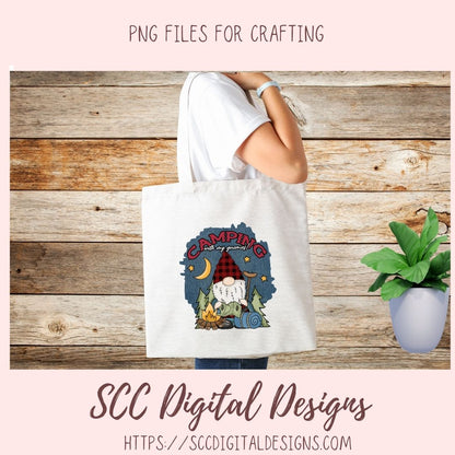 Camping Gnome Sublimation Clipart Campfire Moon & Stars PNG Digital Design