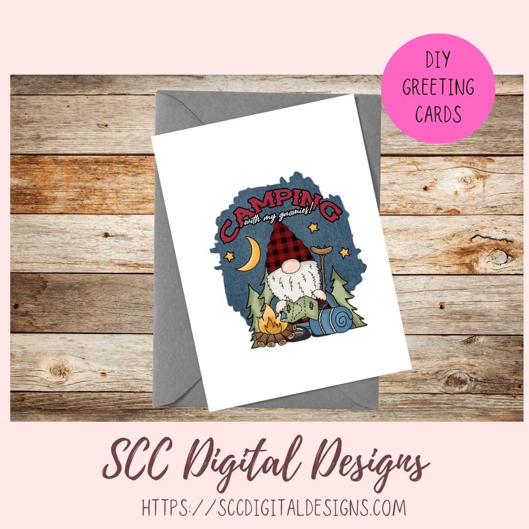 Camping Gnome Sublimation Clipart Campfire Moon & Stars PNG Digital Design